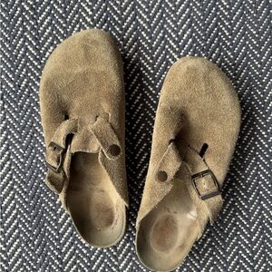 Vintage Birkenstock Taupe Suede Clogs